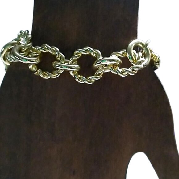 J.Crew Gold-Tone Chain Link Bracelet 8 inch Statement Jewelry Designer - Picture 3 of 13